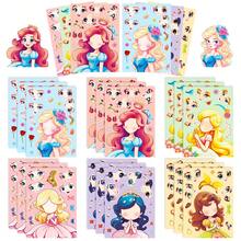 6pcs Dreamy Fairy Tale Princess DIY Face Changing Stickers, European Little Princess Expression Collage Stickers, Fun Handmade Gift For Girls, Quiet Book Craft Supply - Multicolor - View 4