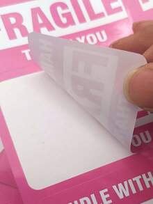 60PC Pink 2x3 Inch Fragile Warning Stickers, Used For Shipping And Moving "Fragile Items Please Handle With Care, Thank You" Do Not Drop, Warning Stickers Fragile Labels - Rectangle - View 7
