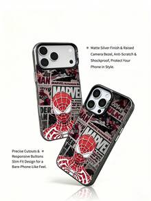 Miniso Marvel Spider-Man And Iron Man Cartoon Men's Phone Case, Compatible With IPhone 18 18pro 18promax 17 Pro Max/17 Pro/Air/16 Pro Max/15 Plus/14/13/IP 17/15Pro/12 Pro/11/16 Plus, XR, Apple And Android Models, Galaxy S22, S23plus, Galaxy S23ultra S24plus, Galaxy S25, Galaxy S25ultra, Galaxy S26, S26ultra, Shockproof And Scratch-Resistant Protective Case - Translucent Black - View 5