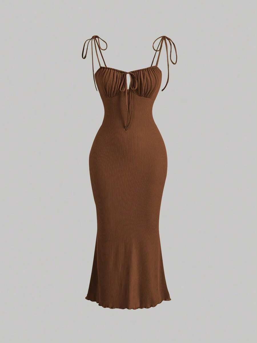 Women Midi Dresses - 咖啡棕 - 查看 1