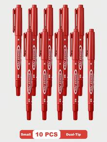 10PCS/5PCS Black Blue Red 3-Color Dual-Tip Oil-Based Permanent Marker Set With Slant Nib&Fine Nib–Perfect For Classroom Notes, Office Documents, Art Projects, Teacher Grading, Student Journals, Back-To-School Must-Have - Sets - View 13