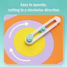 1pc Handmade 360 Degree Circular Cutter, Manual Rotating Cutting Tool, Suitable For Paper Labels, Art Creation And DIY Craft Making - Blue - View 4