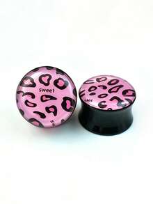 2pcs Leopard Print Acrylic Ear Gauges Double Flare Ear Plugs Cartilage Piercing Jewelry - Shiny - View 30