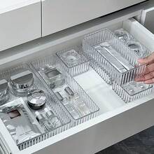 1 Set (7 Pcs/5 Pcs/4 Pcs/1 Pc) PET Cosmetic Organizer Set, Multiple Sizes Available, Suitable For Dressing Tables, Perfect For Storing Cosmetics And Skincare Products, Jewelry And Cosmetics Storage Box,Back-To-School Gifts, Stationery Storage. - Vertical Storage Box - View 7
