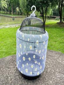 1pc/2pcs Daisy Pattern Hanging Bird Cage, Decorative Round Metal Bird Cage With Hook, Breathable Pet House, Suitable For Parrots, Canaries And Other Small Birds, Indoor And Outdoor Use - A - View 6