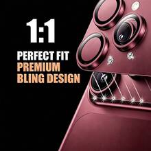 NNBILI 1pc Colorful Rhinestone Faux Original Lens Protector, New Colorful Rhinestone Design, Compatible With IPhone 18 Pro Max, Multiple Colors Available - Lens Protection Accessory, Tempered Glass Material, Scratch-Resistant, Camera Lens Cover, Easy To Install - Burgundy - View 4