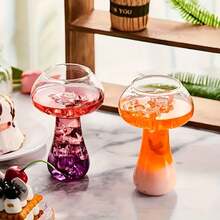 1/2/4/6pcs Mushroom Shaped Glass Cups, Transparent Mushroom Glass Beverage Cups, Creative Design Party Glassware, Suitable For KTV Bars, Clubs And Bistros, Heat-Resistant Borosilicate Glass, Reusable, Suitable For Juice, Milk Tea And More, Hand Wash Only, Creative Party Supplies - Transparent - View 5