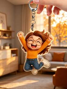 Customized Photo To Cartoon Acrylic Keychain, Family Portrait Keychain, Pet Photo Keychain, Couple Photo Keychain, Unique Consolation Gift, Father's Day Gift, 3D Animated Character Keychain - C-d Cartoon Keychain B - View 5