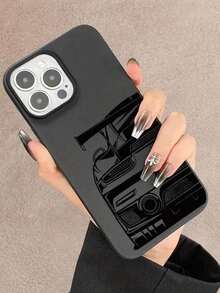 1pc Racing Line Sports Car Tail Wing Pattern Matte Texture Phone Case Protective Cover Realistic Lily Print Clear Case Compatible Bling Phone Case Fully Surrounded Personalized Cool Fashion Soft Protective Cover Compatible With IPhone 16/11PRO/7/16PROMAX/15/12/15PRO/14/13/12/11/XR/7Plus/8Plus/Pro/Max/X - Black - View 3
