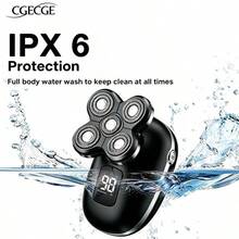 CGECGE Electric Shaver, Electric Bald Head Shaver, Rotary Shaver, IPX6 Waterproof, Wet And Dry Use, Easy To Clean, Contour To The Face, Floating Head, Screen Display, Type-C Charging, Underarm, Leg, Arm, Body Hair Removal Tool, Holiday Gift. - 黑色套裝 - 查看 8