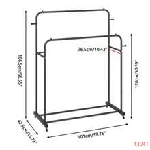 Metal Double Rod Garment Rack With Wheels, Freestanding Rolling Clothes Drying Rack For Bedroom & Laundry Room - View 10