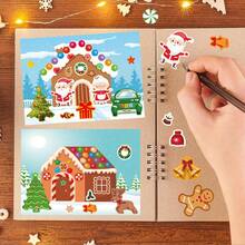 8pcs/16pcs/24pcs Christmas Holiday Stickers Packaging: Santa Claus, Trees, Houses And Snowman Faces - Perfect For Students - Multicolor - View 3