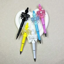 5支裝水鑽蝴蝶結DIY串珠旋轉式原子筆,適合課堂學習筆記、商務會議記錄,可隨個人喜好自由增減彩色珠子,手工閃亮蝴蝶結珠飾獨特筆桿,多入文具組 - A - 查看 3