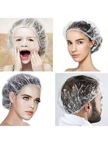 50/100/200pcs Disposable Elastic Extra Large Thickened Upgraded Transparent Shower Caps, Hair Mask Caps, Hair Dye Caps, Deep Nourishing Shampoo Caps, Suitable For Kitchen, Hair Salon And Beauty Salon, Essential For Business Travel - Basic model - View 8