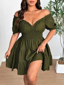 Women Plus Wedding Other Wear - Army Green - View 1