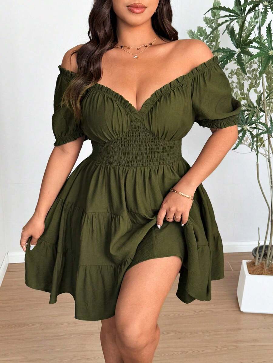 Women Plus Wedding Other Wear - Army Green - View 1
