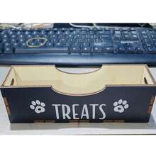 Wooden Pet Treat Storage Box With Personalized Labels, Dog Food And Cat Food Storage Container, Farmhouse Style Pet Food Storage For Cats And Dogs, Battery Not Included - 1L - View 7