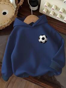 Tween Boy Fun Graphic Print Pullover Sweatshirt, Warm & Comfortable Thermal Lined Pullover Sweatshirt For Autumn/Winter - Navy Blue - View 4