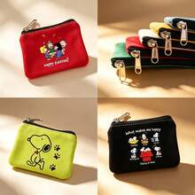 Snoopy Coin Purse Canvas Bag Card Holder Minimalist Small Pouch Cartoon Storage Bag, Lightweight Travel Portable Storage Bag, Travel Storage Bag - Multicolor - View 3