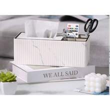 Multifunctional Desktop Tissue Box, Textured Tissue Box, Gold-Trimmed Tissue Box, Living Room, Dining Room, Kitchen Home Decor, Home Decor Accessories, Apartment Essentials - Multicolor - View 5