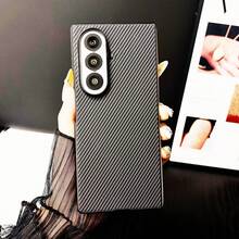 1件裝高級碳纖維紋路PU皮革折疊手機殼，適用於 Galaxy Z Fold 8、Fold 8 Ultra、Fold7、Fold6、Fold5、Fold4，商務全機身防震保護背蓋 - 灰色 - 查看 13