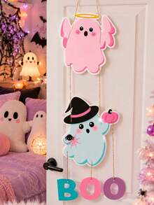 1Set Retro Paper Door Hanging Decor,Ghost Pumpkin Candy Pattern Door Sign,Lightweight Paper Ornament,Indoor Outdoor Wall Entrance Home Room Decor,Party Photo Prop,Gift For Birthday New Year Graduation,Halloween,Halloween Deorations,Christmas - Colorful Ghost - View 6