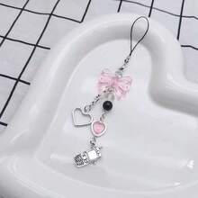 1Pc Sweet Bow & Heart Star Beaded Keychain, Anti-Lost Bag & Phone Accessory - Multicolor - View 6