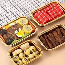 10pcs Reusable Gold Rectangular Food Storage Containers With Lids, Stackable Plastic Bento Boxes, Suitable For Storing Sushi, Sandwiches And Appetizers - Multicolor - View 3