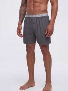 Snug League 1pc Men's Underwear , Long Underwear,Comfortable Polyester Fabric, Letter Waistband - Dark Grey - View 3