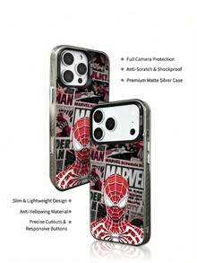 Miniso Marvel Spider-Man And Iron Man Cartoon Men's Phone Case, Compatible With IPhone 18 18pro 18promax 17 Pro Max/17 Pro/Air/16 Pro Max/15 Plus/14/13/IP 17/15Pro/12 Pro/11/16 Plus, XR, Apple And Android Models, Galaxy S22, S23plus, Galaxy S23ultra S24plus, Galaxy S25, Galaxy S25ultra, Galaxy S26, S26ultra, Shockproof And Scratch-Resistant Protective Case - Translucent Black - View 6