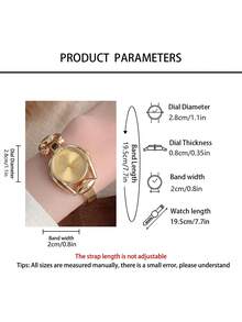 1 Peça Relógio Pulseira de Corrente de Luxo Feminino, Design de Corrente de Metal Liso como uma Pulseira Delicada, Textura Dourada Polida com Aparência Elegante de Alta Qualidade. Pertence a Acessórios Dourados, Pulseiras, Acessórios de Verão, Joias de Mão, Adequado para Uso Diário, Encontros, Reuniões, Passeios de Verão, Temporada de Volta às Aulas e Mais Cenários, Pode Ser Usado como Presente de Formatura, Melhor Presente para Mulheres, Demonstrando Delicadeza e Elegância. - Dourado - Visão 5