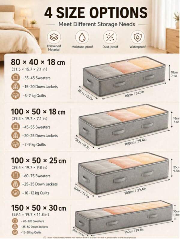 1pc Foldable Underbed Storage Bag, Multi-Purpose, Can Be Used To Store Blankets, Skirts, Quilts, Pillows, Clothes, Etc., Space-Saving, Suitable For Labor Day Promotion, Underbed Storage, Storage Bag, Clothing Storage