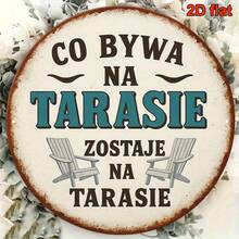 2D Plane - 1pc Round Polished Sign Vintage Bohemian Garden Decor Plaque, With Rustic Chair And Sunset Design, Durable Outdoor Metal Artwork, Suitable For Yard, Balcony, Cafe, Bar (Random Hole Position) - A - View 5