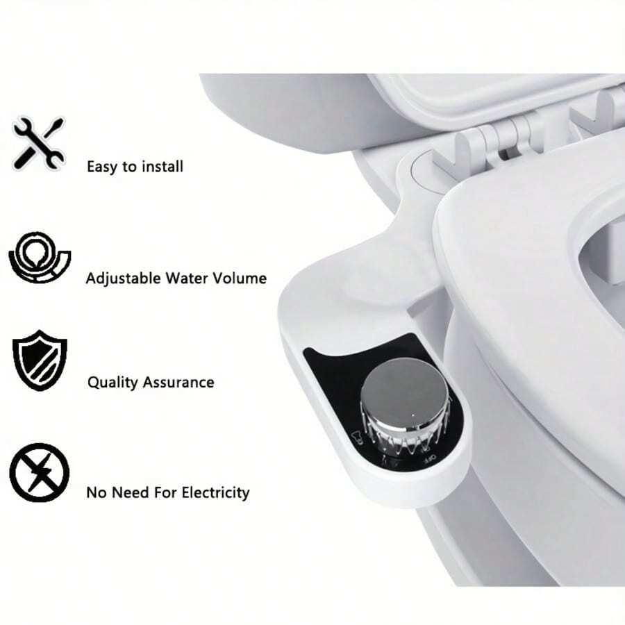 Bidet Basin With Self-Cleaning Nozzle, Freshwater Non-Electric Sitz Bath Attachment For Toilet Seat, Adjustable Water Pressure, Rear Wash (White) - A - View 1