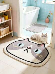 1pc Cute Cat Head Shaped Decorative Carpet, Bedroom Decor, Small Rug, Carpet, Home Decor, Living Room Carpet, Living Room Small Rug, Bedroom Carpet, Living Room Home Decor, Outdoor Carpet, Washable Carpet - Multicolor - View 1