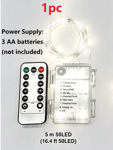2件/1件裝 仙女串燈 電池供電 8種模式 30/50/100/200顆LED燈珠 銀色線材 IPX6防水 戶外迷你閃爍串燈 適用情人節、復活節、露營、生日、圍欄、花園派對、婚禮、聖誕節、母親節裝飾 純白色 - 白色 - 查看 16
