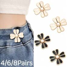 4/6/8Pairs Pants Waist Tightener, Loose Jeans Button, Seamless And Tool-Free Jeans Button Tightener, Adjustable Jeans Button Tightener, 8-Petal Flower Instant Button Pin - Multicolor - View 13