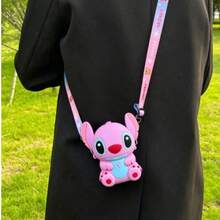 1pc Disney Stitch Cute Cartoon Silicone Crossbody Coin Purse, Multi-Functional Waterproof Bag - Multicolor - View 2