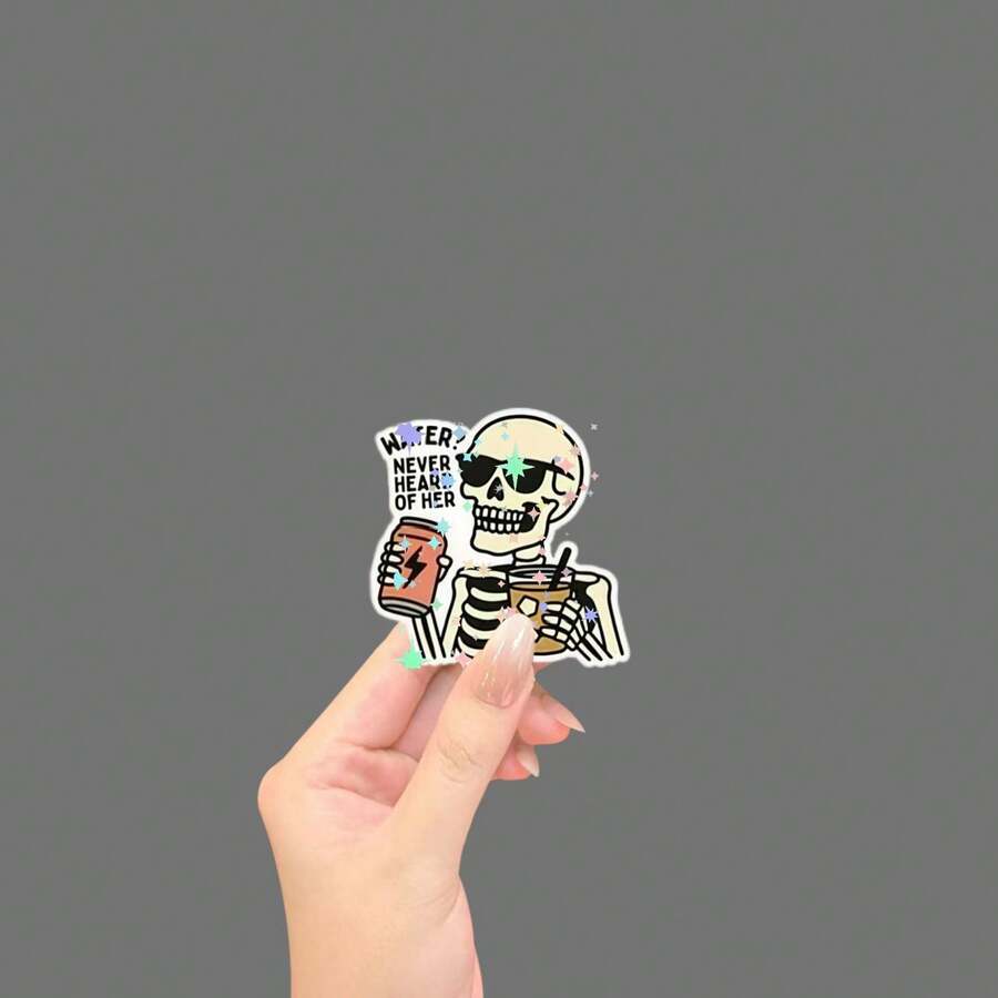 Water? Never Heard Of Her Skeleton Sticker -Water Bottle Sticker, Funny Stickers, Cute Stickers, Laptop Sticker, Stickers, Sticker For Laptop - Star Film - View 1