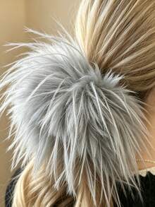 Fluffy Faux-Feather Scrunchie, Soft Scrunchies For Elevated High Ponytails, Elegant Daily Hair Accessories For Women, Multiple Colors Available - Multicolor - View 7