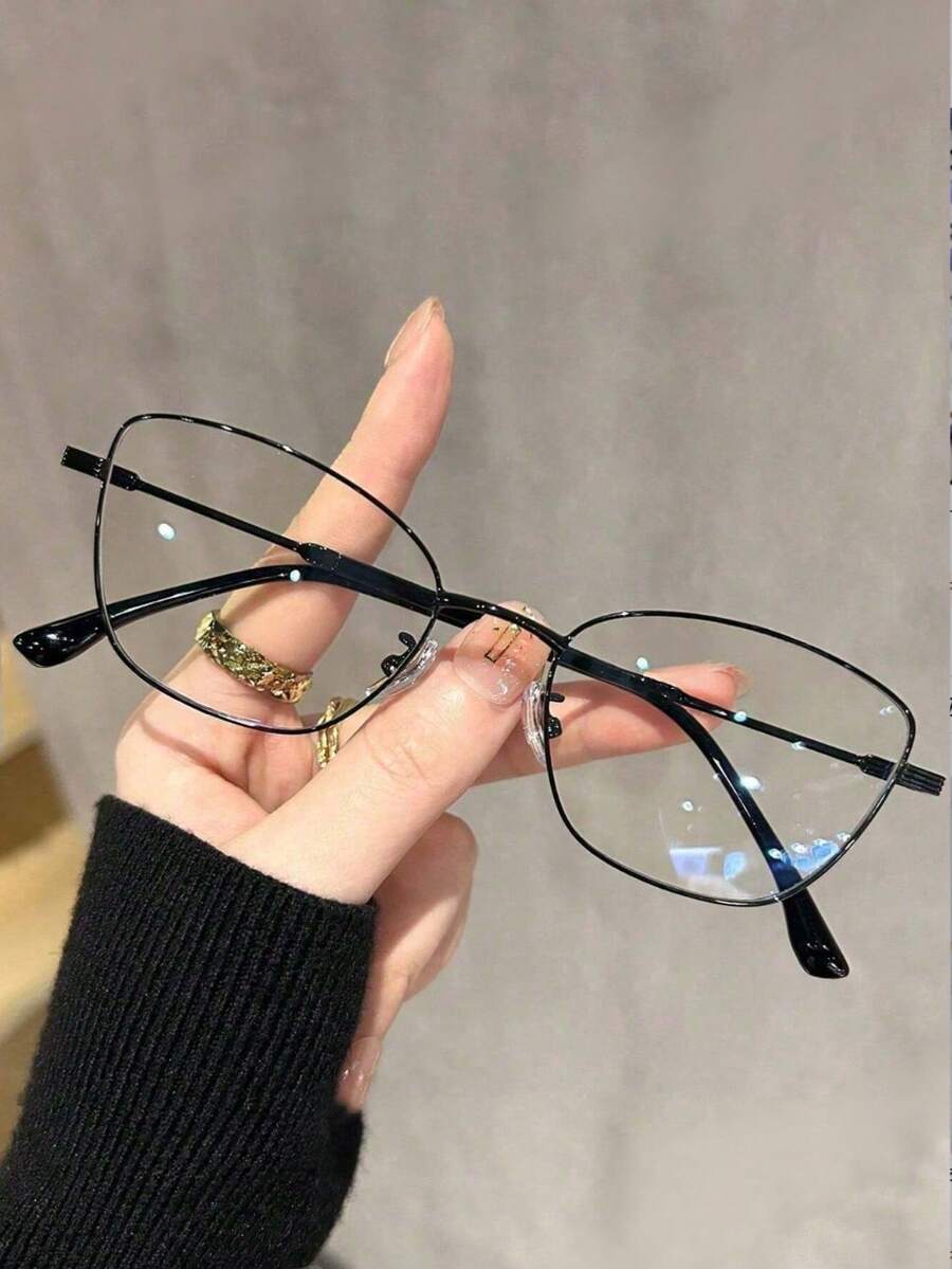 1 Pair Vintage Exquisite Y2K Style Cat Eye Women's Computer Glasses, Equipped With Resin Lenses, Anti-Fatigue Function, Metal Frame, Suitable For Decorative Daily Wear - Multicolor - View 1