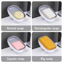 2-In-1 Bathroom Soap Rack, Countertop Drain Soap Box With Suction Cup, Suitable For Dual Storage And Storage Of Round, Square, And Large Soap - Multi-Color Packaging Color Random - Multicolor - View 6