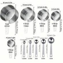 5pcs Measuring Spoon Set + 10pcs Measuring Cup Set, 5pcs Measuring Spoons + 5pcs Measuring Cups, Stackable Stainless Steel Measuring Cups And Spoons, Suitable For Dry Or Liquid Ingredients, Cooking And Baking Kitchen Tools, Kitchen Supplies, Baking Tools - Multicolor - View 9
