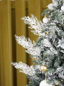 12pcs Christmas Decorative Flowers - Artificial Pine Branches With White Flowers, Suitable For DIY Wreaths/Vase Fillers, Holiday Home Decor - A - View 5