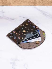 Daisy Coin Purse, Card Holder, Earphone Bag, Fresh Mini Coin Pouch - Black - View 3