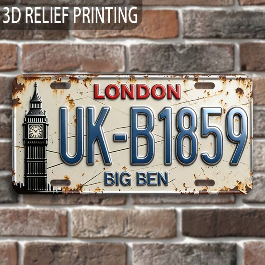 1pc 3D Vintage Metal Plaque | Decorative Sign And Plaque, Travel Souvenir, Rustic Style, Gift For Family, Friends, Anniversary, Suitable For Home Living Room, Office, Room, Car (Random Style) - A - View 1
