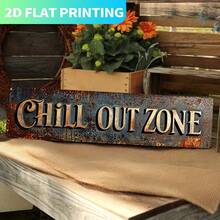 Vintage Metal Sign, Retro Wall Decor "Relaxation Zone" 40.01cm X 10.01cm Sign Style - Durable Decorative Panel, Suitable For Home, Office, Men's Space, Garage - Indoor/Outdoor Textured Design With Random Hole Placement - A - View 4