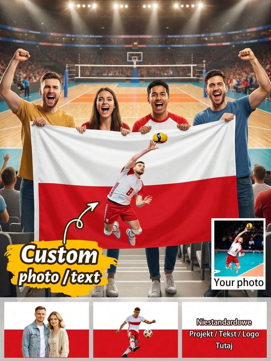 1pc Customized Poland Flag Photo Banner, Personalized Garden Flag Wall Decor, Custom Tapestry Image & Text Display, Suitable For Home Party Holiday Celebration, Customizable Design/Image/Text/Logo, Holiday Birthday Anniversary Gift For Friends And Family - Style C - View 1