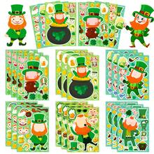 6pcs Set Funny St. Patrick's Day Elf DIY Face Stickers, Shamrock Irish Leprechaun Expression Collage Stickers, Holiday Craft Gift, Suitable For Boys And Girls, Quiet Book Craft Materials - Multicolor - View 4