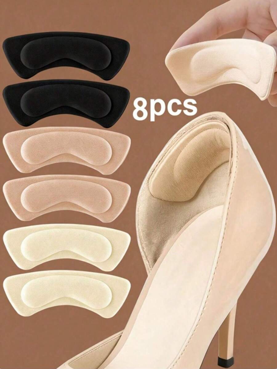 8 Stücke verdickte gepolsterte Fersenkissen, selbstklebende rutschfeste stoßabsorbierende Schaumstoffauskleidung für High Heels, Stiefel, Anzugschuhe, weich und bequem für langes Gehen und Stehen, rutschfeste wasserdichte Fersenkissen, Schuhgrößenreduzierer, nur für Frauen (8/4/2/1 Stück) erhältlich - A - Übersicht 1